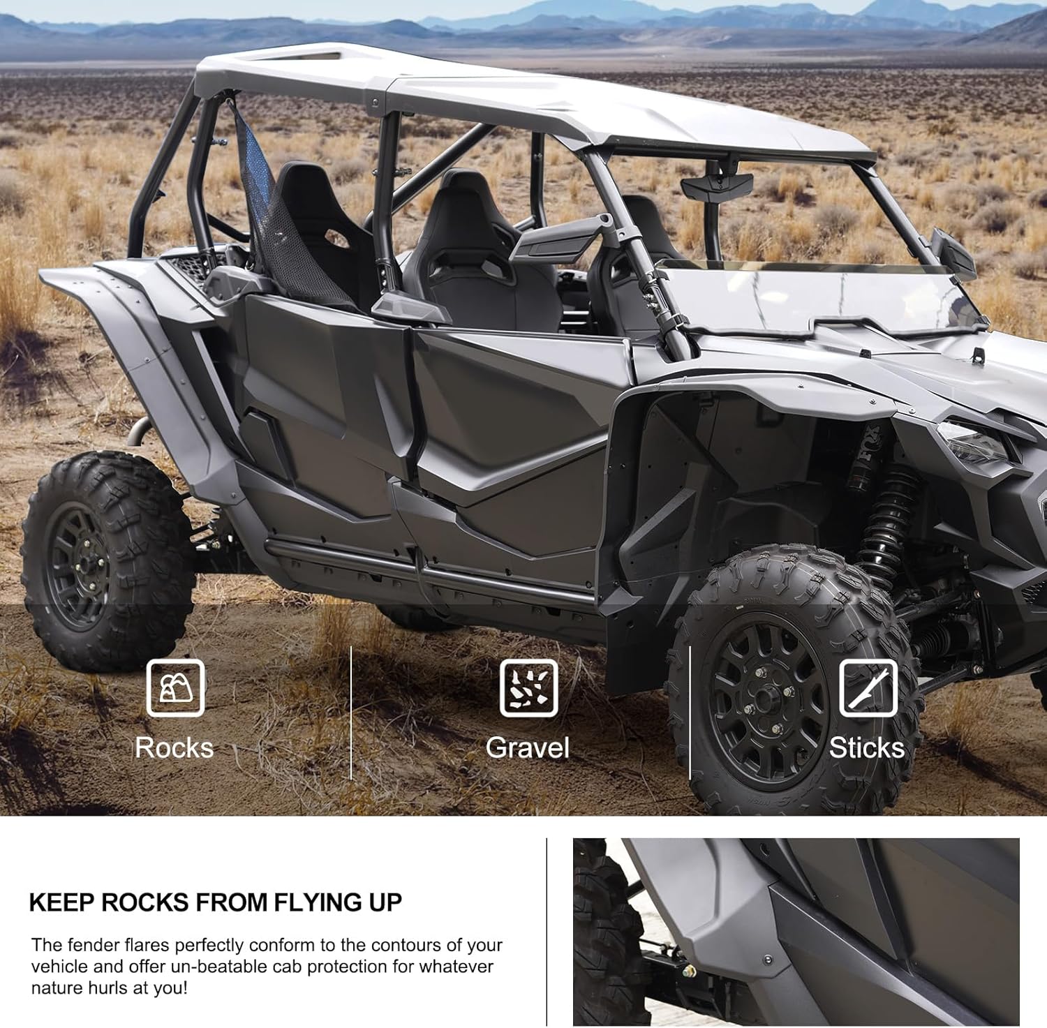 KIWI MASTER Full Coverage Fender Flares for 2019-2026 Honda Talon 1000R 1000X 1000X4 1000R4 Accessories Replace OEM # 0SF70-HL6-A01, Front & Rear Widened Fenders, Extended Mud Flaps Guards, 4 Pcs Set