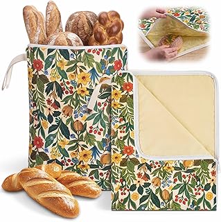 Hushee 2 Packs 17x13 Inch Beeswax Bread Bags for Homemade, Reusable Bees Wax Lined Bread Storage Bags with Wide Zipper Access for Home Cooks Sourdough Keep Fresh