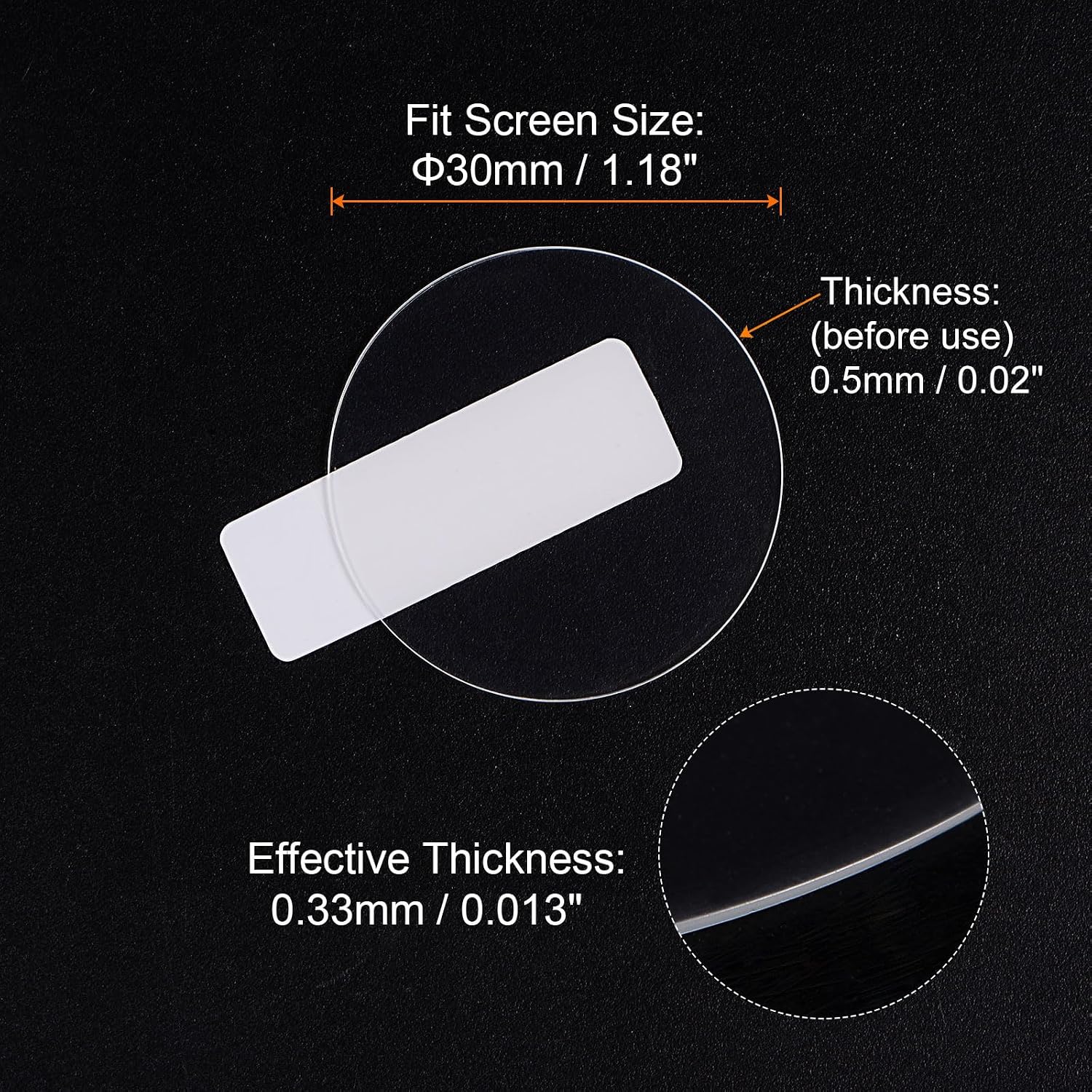 HARFINGTON 5pcs Watch Glass Screen Protectors 30mm HD Tempered Glass High AL Anti-Scratch 9H Hardness High Definition Anti-Explosion Smartwatch Screen Protection Film