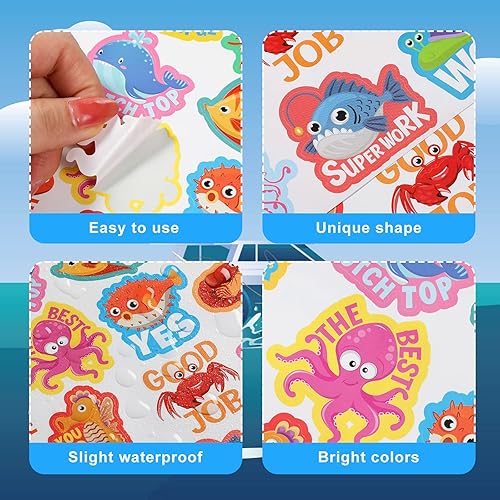 Miniatura 3 de Pasimy 800 calcomanías de recompensa para profesores, calcomanías de incentivo a granel, océano, mar, motivacional, motivación, motivación, para