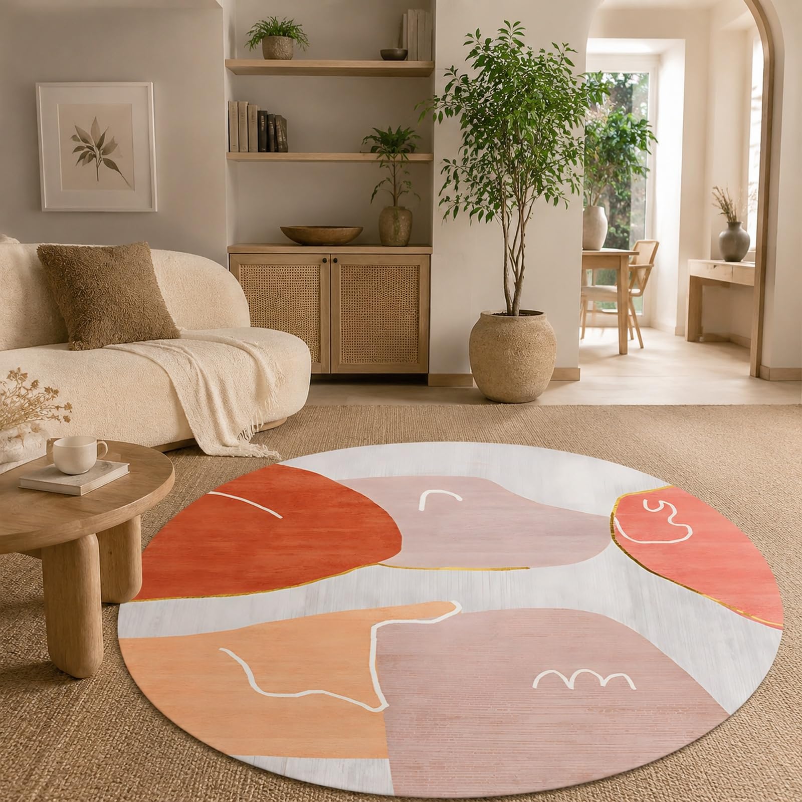 Tapis rond moderne abstrait de qualité supérieure 100 cm