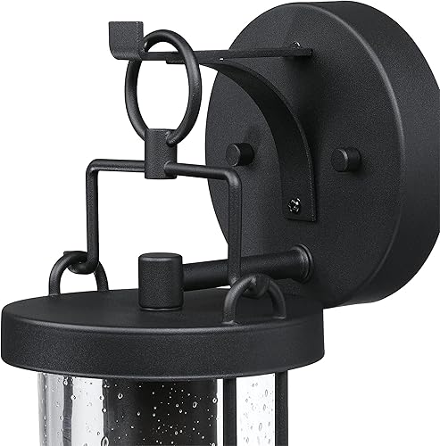 Miniatura 4 de Westinghouse 6122500 Westcott Bay - Accesorio de pared tradicional para exteriores, acabado negro texturizado, vidrio sembrado transparente