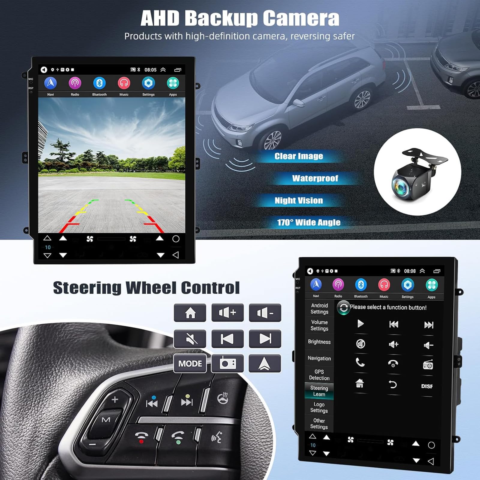 Android 15 Upgrade Radia Samochodowego do Fo-rd Mustang 2010 2011 2012 2013 2014, Obsługuje Bezprzewodowy CarPlay/Android Auto, 9.7" Pionowy Ekran Dotykowy, WiFi/Bluetooth/GPS/FM/Kam(Size:4Core 2+32G)