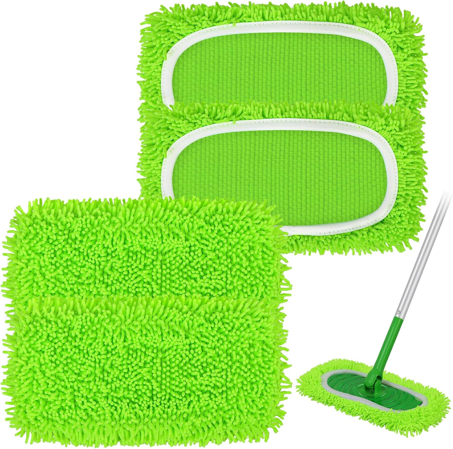 4 Pack Reusable Microfiber Mop Pads Compatible with Swiffer