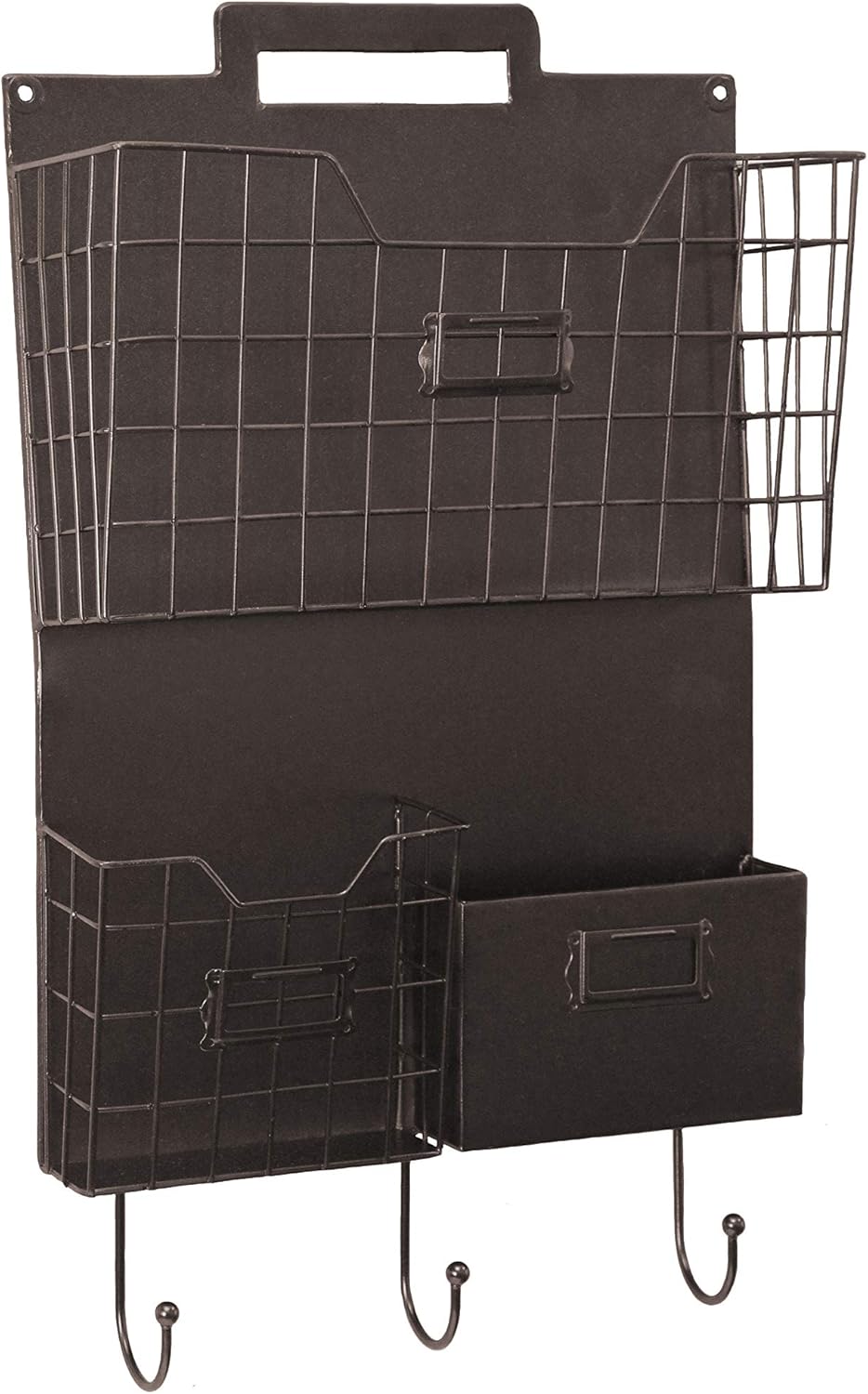 Benjara BM188308 Wall Mounted Metal Organizer with Baskets
