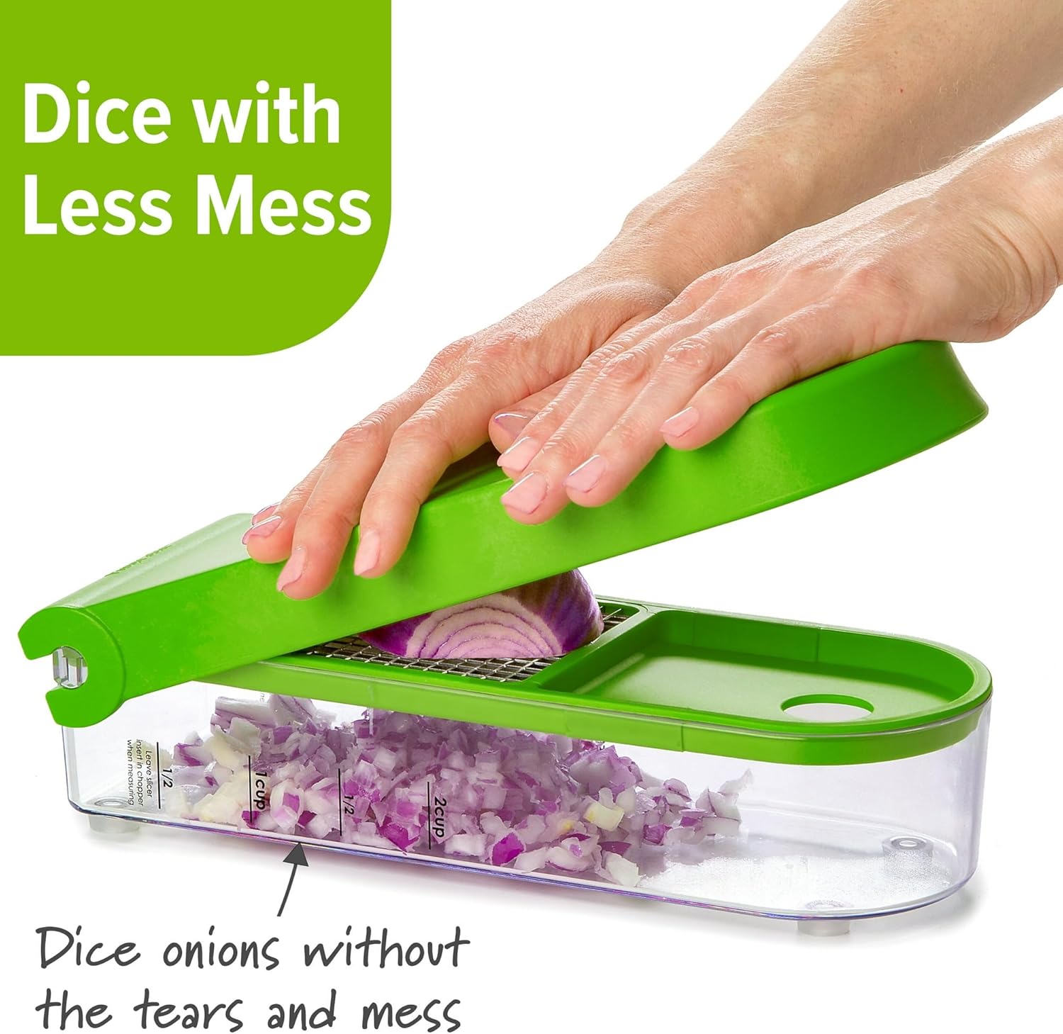 Onion Chopper And Dicer - 3.0"L X 11.0"W X 4.75"H, Non-skid Container For Safety And Ease Of Use, Includes A Cleaning Tool, Food Chopper Dicer Is Dishwasher Safe
