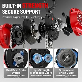 1/4 Ton Hand Chain Hoist, Compact & Lightweight Manual Chain Block 550 lbs Working Load for Garage Automotive Mower Maintenance & DIY Lifting (1/4 TON | 10FT)