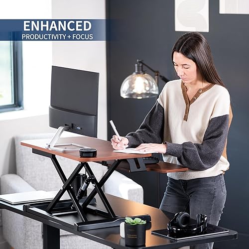 Vista 13 de VIVO DESK-V026KP - Convertidor de escritorio de 26 pulgadas, serie K, elevador de altura ajustable, para monitores y laptops, bandeja ancha