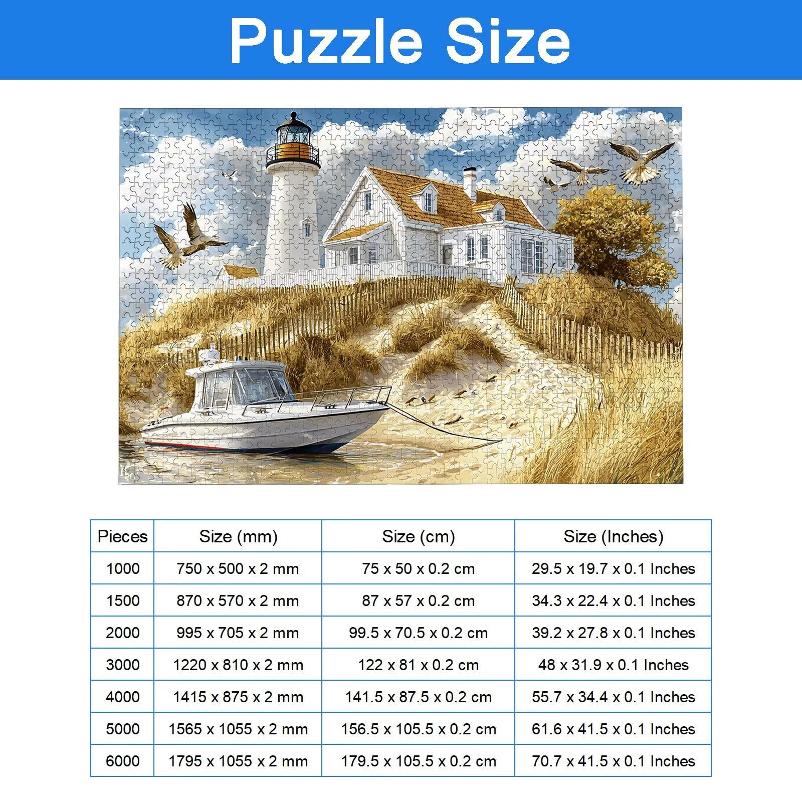 Puzzle 4000 Teile, Strand Puzzle 4000 Teile Erwachsene, Klassische Puzzles Leuchtturm, Holzpuzzle Erwachsene, Puzzlespiele für Die Ganze Familie, Geschenke für Frauen, Geschenke für Männer, -8781