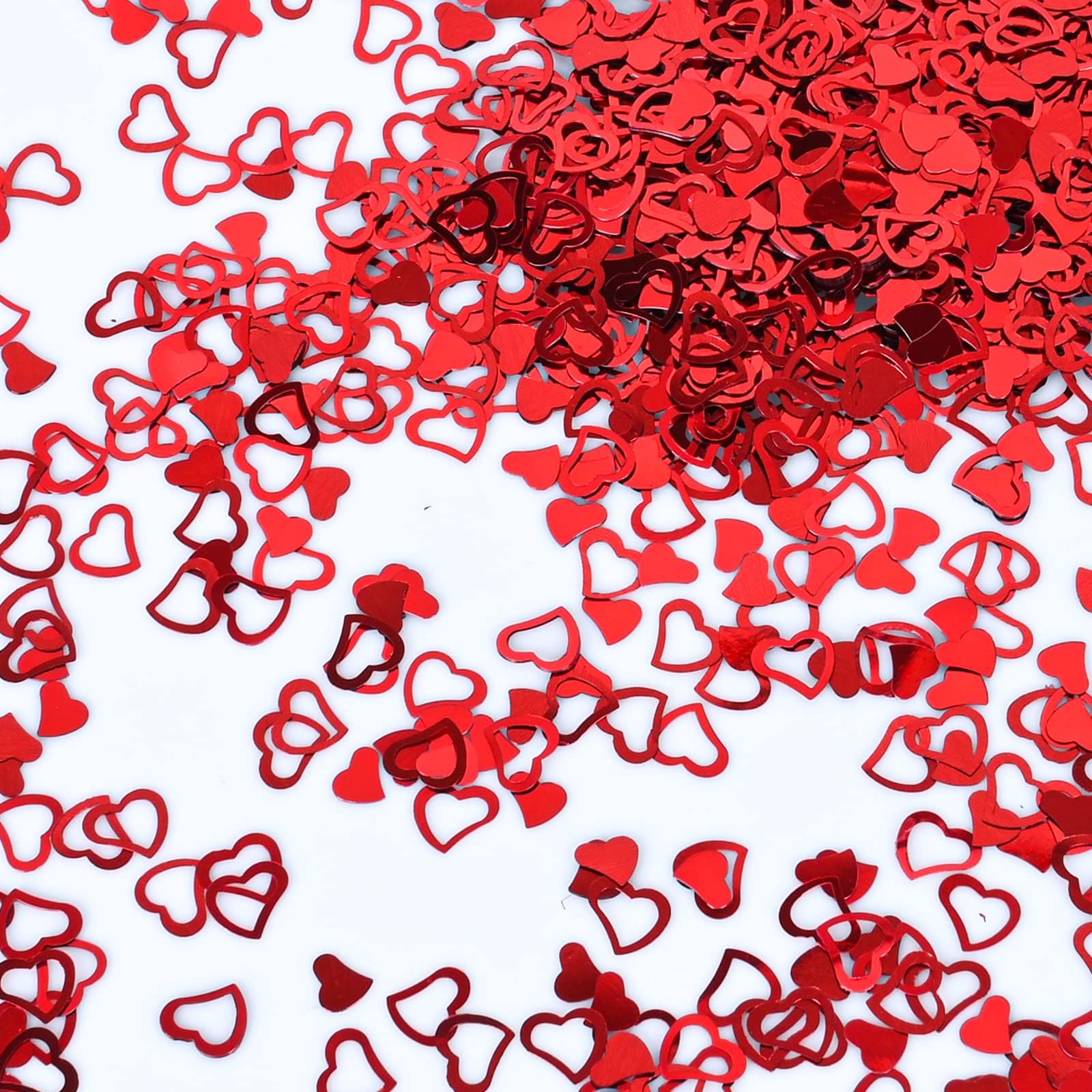 Red Heart Shape Table Confetti, 30g Metallic Foil Shiny Glitter Sequins for Birthday, Wedding, Christmas, Engagement, Valentine's, Bridal Shower Decorations