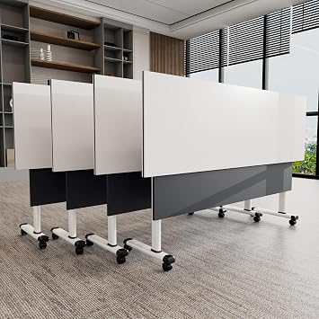 Large Conference Table for 2-24 People,Rectangle Folding Conference Room Tables 90 Flip Top Meeting Seminar Table with Caster Wheels,Suitable for Office,Meeting Room,Classroom 6, 140cm