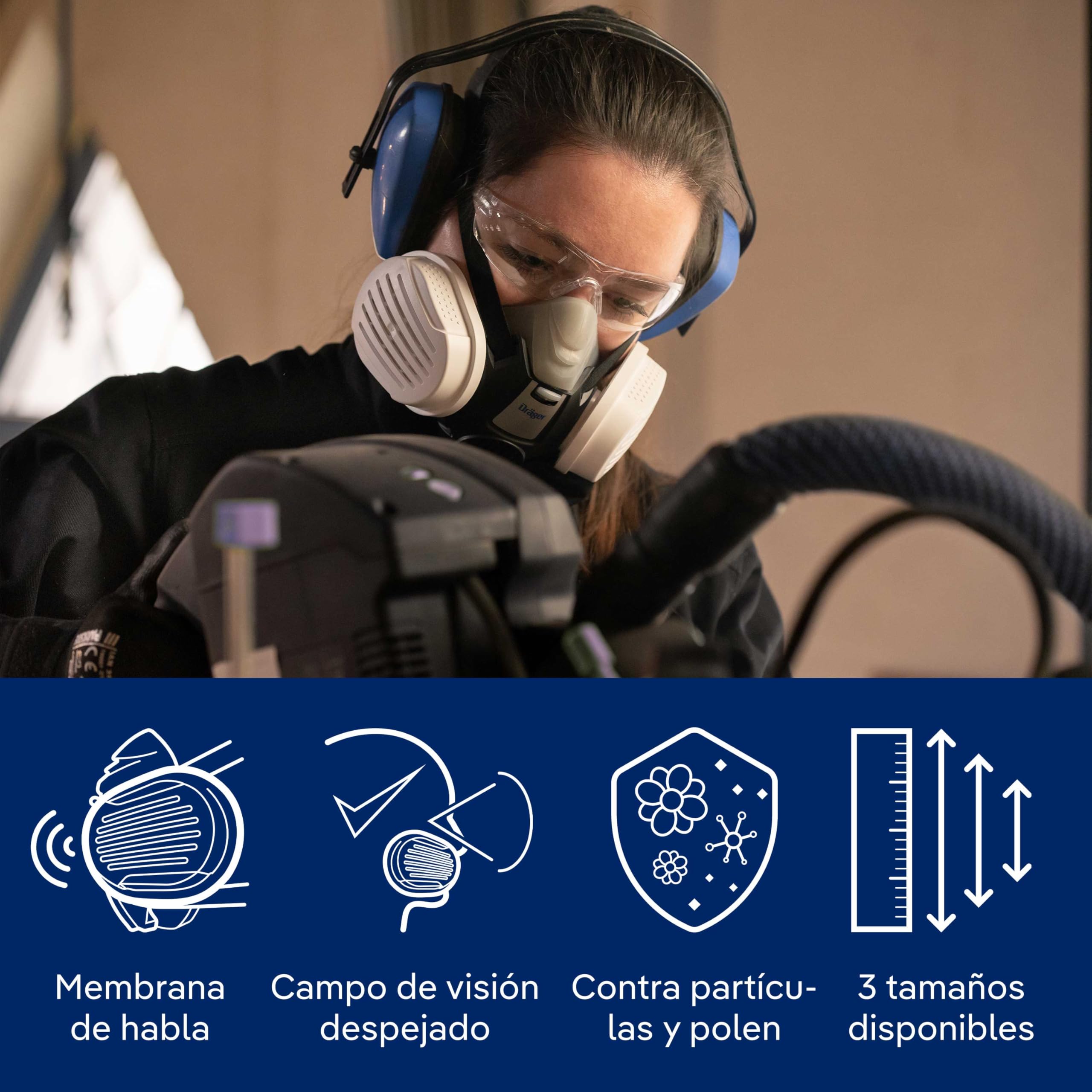 Dräger X-plore 3300 - Máscara de polvo y artesanía con filtros P3 resistente al agua contra partículas finas diferentes tallas