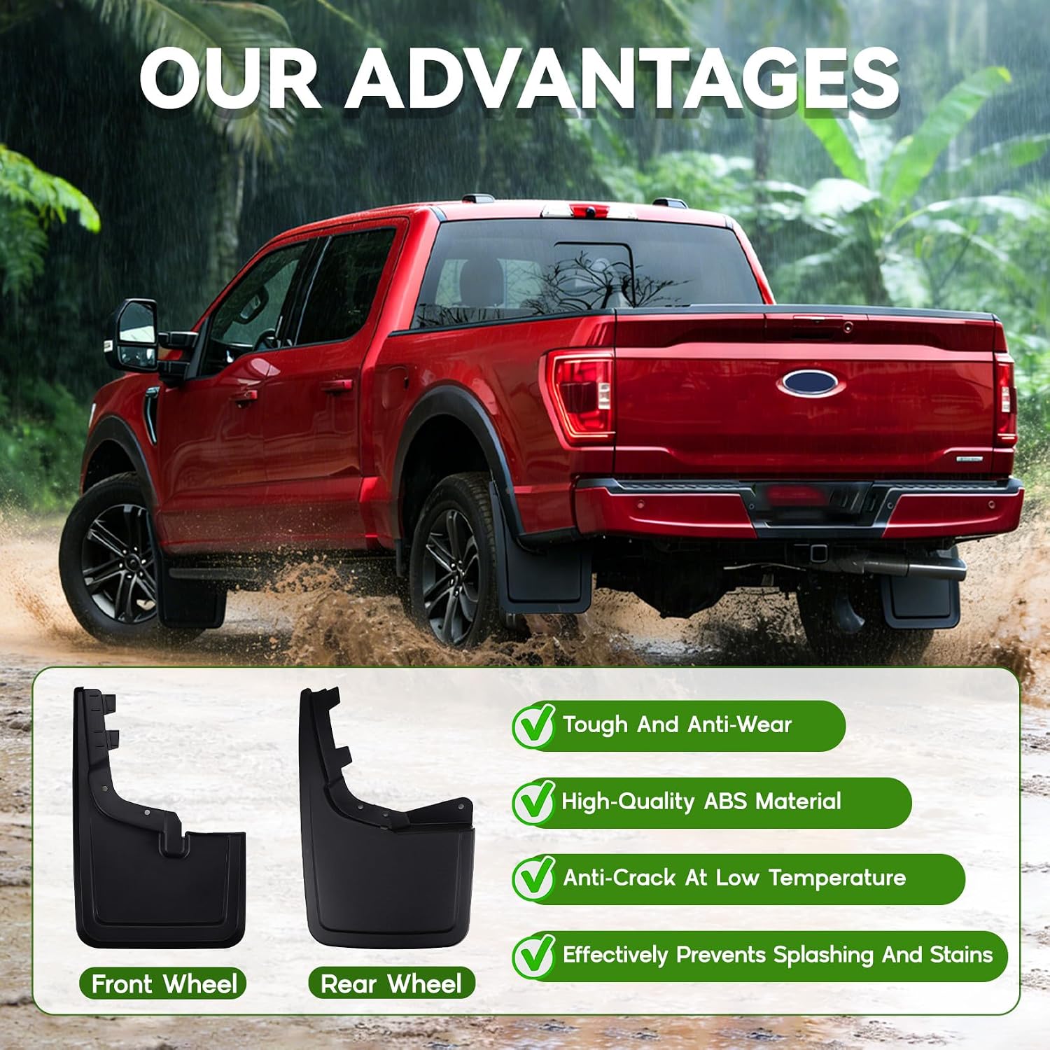 Mud Flaps for Ford F150 2021-2026,Mud Flaps Splash Guards No Drill Upgrade Fits F150 Pickup Truck Accessories,4PCS Front & Rear Truck Mud Guards with Hardware Mudflaps
