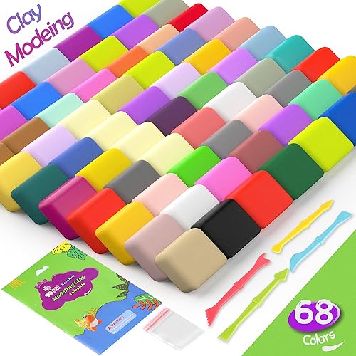 Miniatura 2 de Arcilla seca al aire para niños, kit de arcilla de modelado de 68 colores con herramientas de esculpir, modelo de arcilla mágica, regalo de artes y