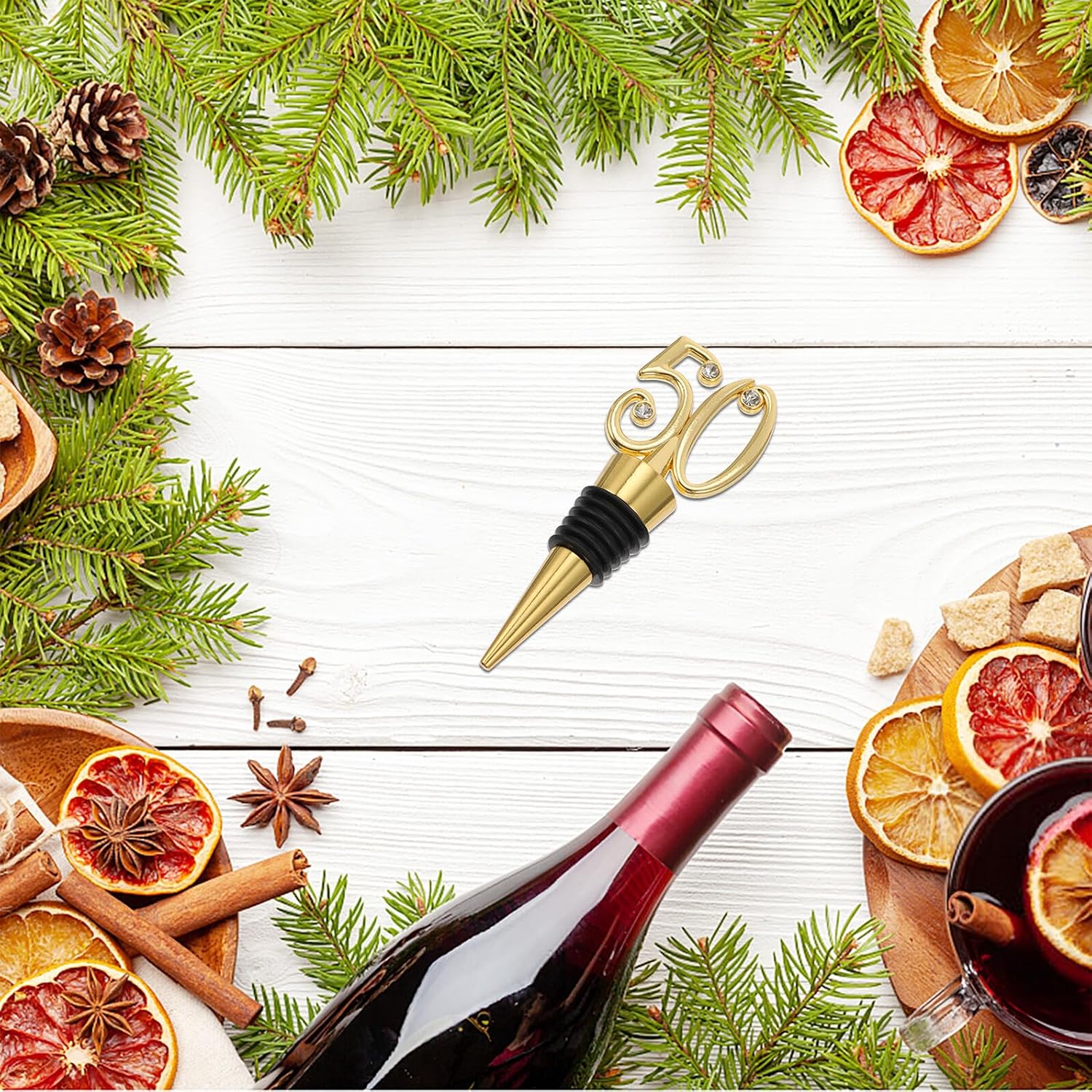 2pcs Alloy Pineapple Shape Wine Bottle Stoppers Sealing Plugs Wine Bottle Caps for Birthday Party Celebration