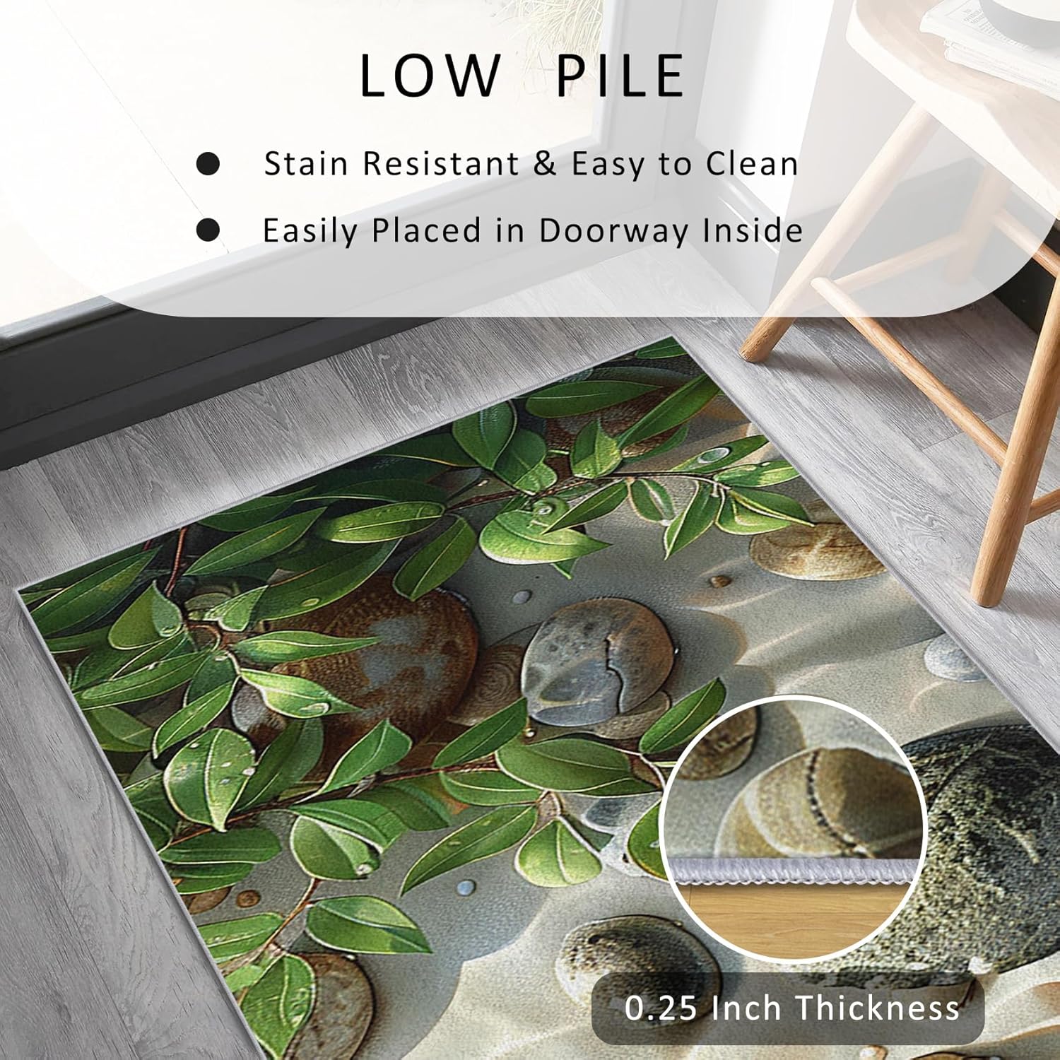 Coastal Runner Rug 2x4 Small - Hallway Runner Rug Beach Theme Seashell Conch Pattern, Non Slip, Washable, Coastal Home Decor Carpet for Kitchen, Entryway, Bedroom, Laundry Room I378