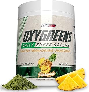 OxyGreens Super Greens Powder - Spirulina & Chlorella Superfood, Green Juice Powder & Greens Supplements with Prebiotic Fibre, Antioxidants & Immunity Support, 30 Serves (Pineapple)