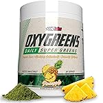 EHP Labs OxyGreens Super Greens Powder - Spirulina & Chlorella Superfood, Green Juice Powder & Greens Supplements with Prebiotic Fibre, Antioxidants & Immunity Support, 30 Serves (Pineapple)