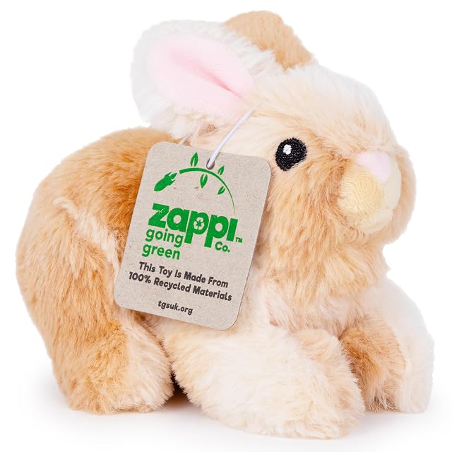 Zappi Co Peluche de Conejo 100% Reciclado (15cm de Largo) Colección de Animales Suaves, acogedores y ecológicos para el Primer niño recién Nacido