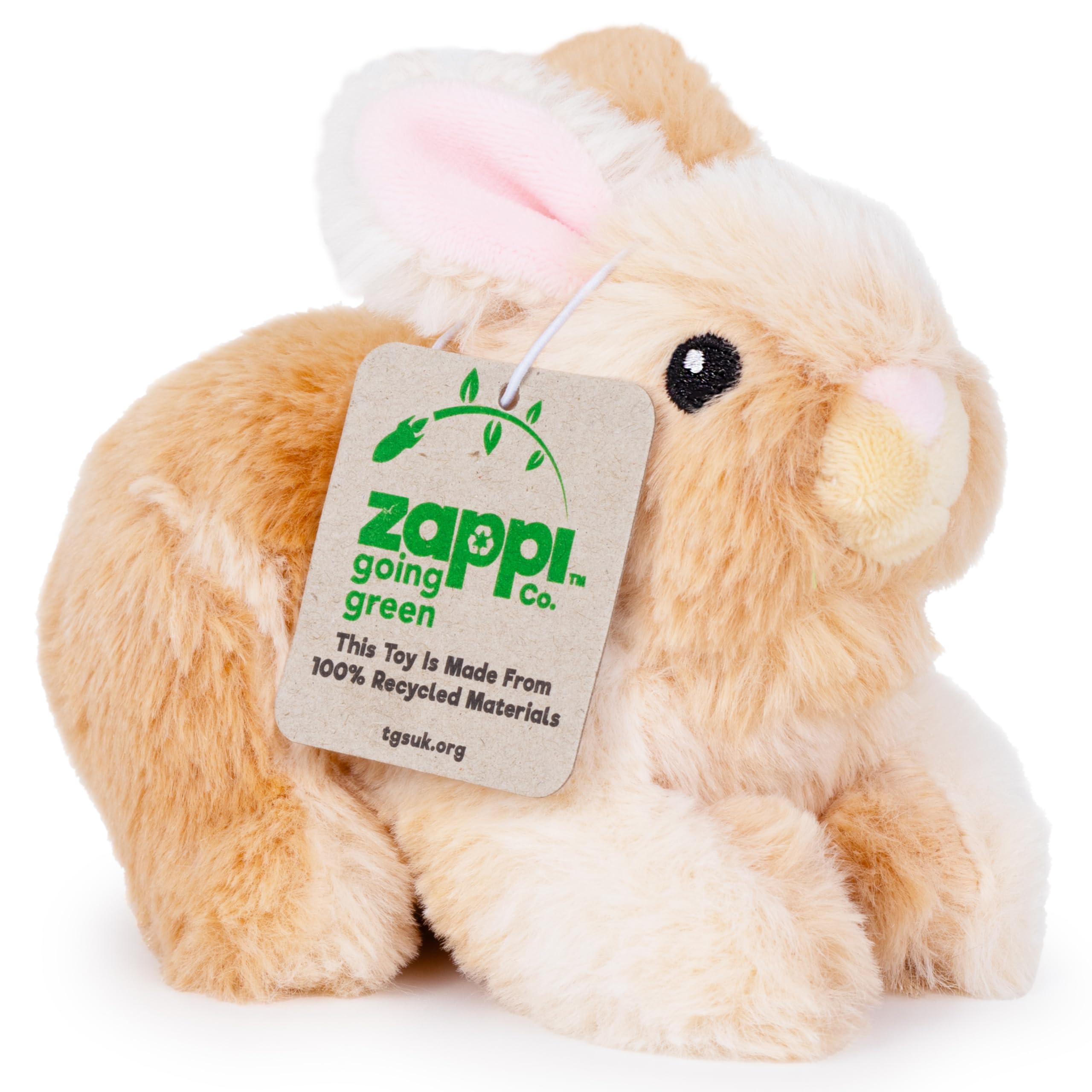 Zappi Co100% Recycled Plush Rabbit Toy (15cm Length) Stuffed Soft Cuddly Eco Friendly animals Collection For New Born Child First kid, PLU5-6INRAB