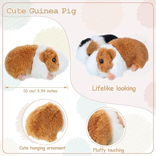 Miniatura 2 de 24 piezas de conejillo de indias de peluche a granel, conejillo de indias pequeño y esponjoso con cadena para niños, estudiantes, regalos de fiesta,