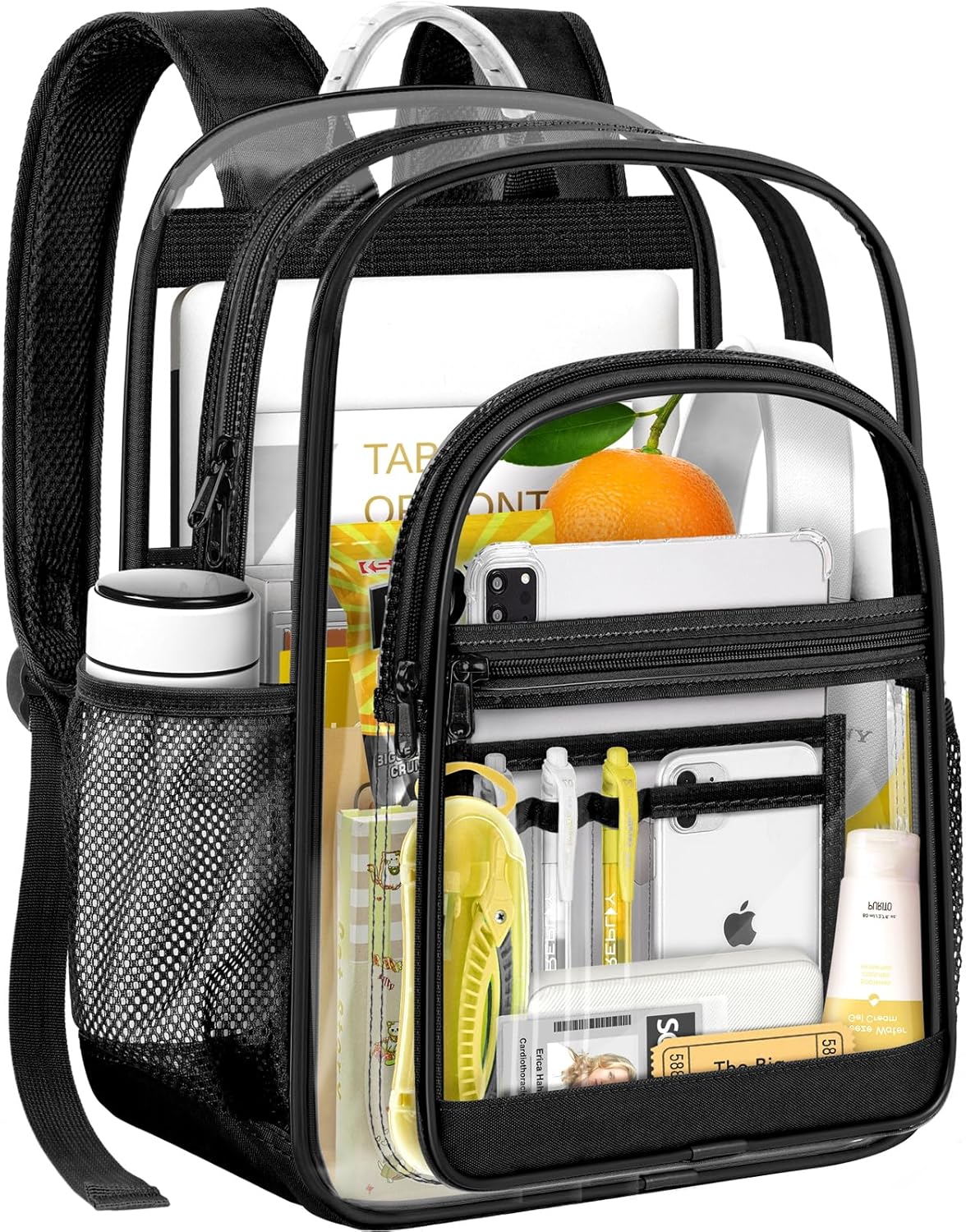 Clear Backpack for School - 17 inch Heavy Duty Transparent Bookbag for Boys and Girls, See Through Backpacks for Kids Elementary High School Students, Work