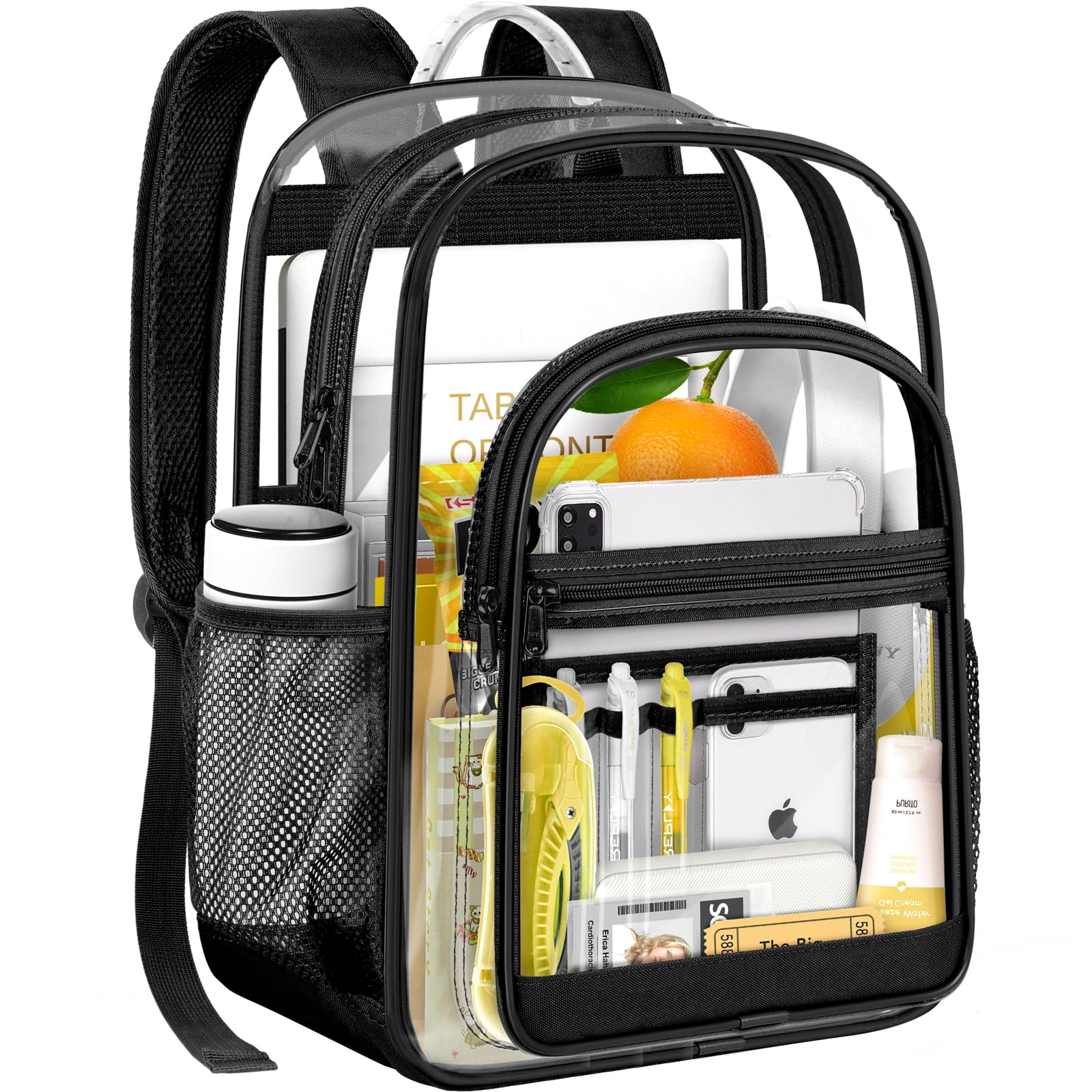 Clear Backpack for School - 17 inch Heavy Duty Transparent Bookbag for Boys and Girls See Through Backpacks