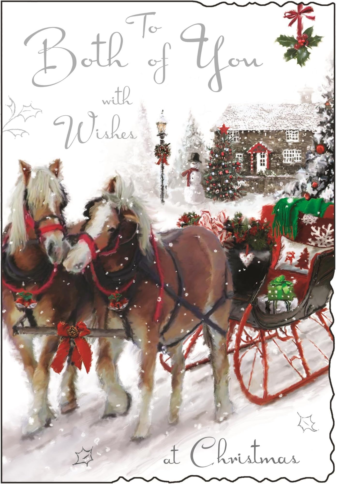 Jonny Javelin Both Of You Christmas Card - Horses, Carriage & House 9" x 6.25"