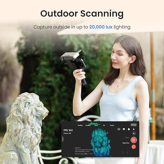 Revopoint INSPIRE 2 3D Scanner for 3D Printing, Up to 0.03mm Precision, Multi-Line Laser&Structured Light, Handheld Wireless&Outdoor Scanning, Full-Color Scans, for iOS/Android/Windows/macOS, Premium