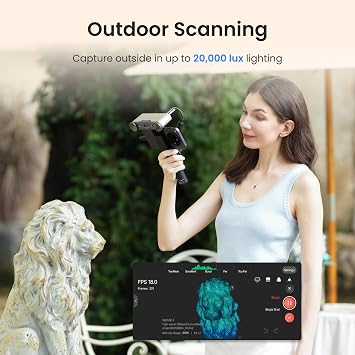 Revopoint INSPIRE 2 3D Scanner for 3D Printing, Up to 0.03mm Precision, Multi-Line Laser&Structured Light, Handheld Wireless&Outdoor Scanning, Full-Color Scans, for iOS/Android/Windows/macOS, Premium
