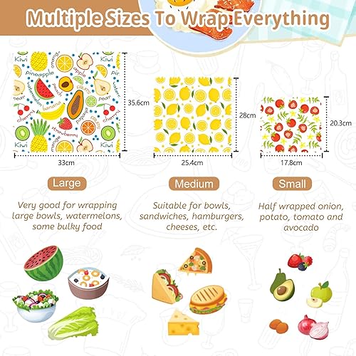 Miniatura 2 de WEKIWGOT Envoltura de cera de abeja reutilizable envolturas de alimentos de cera de abejas envoltura de sándwich de pan ecológico orgánico