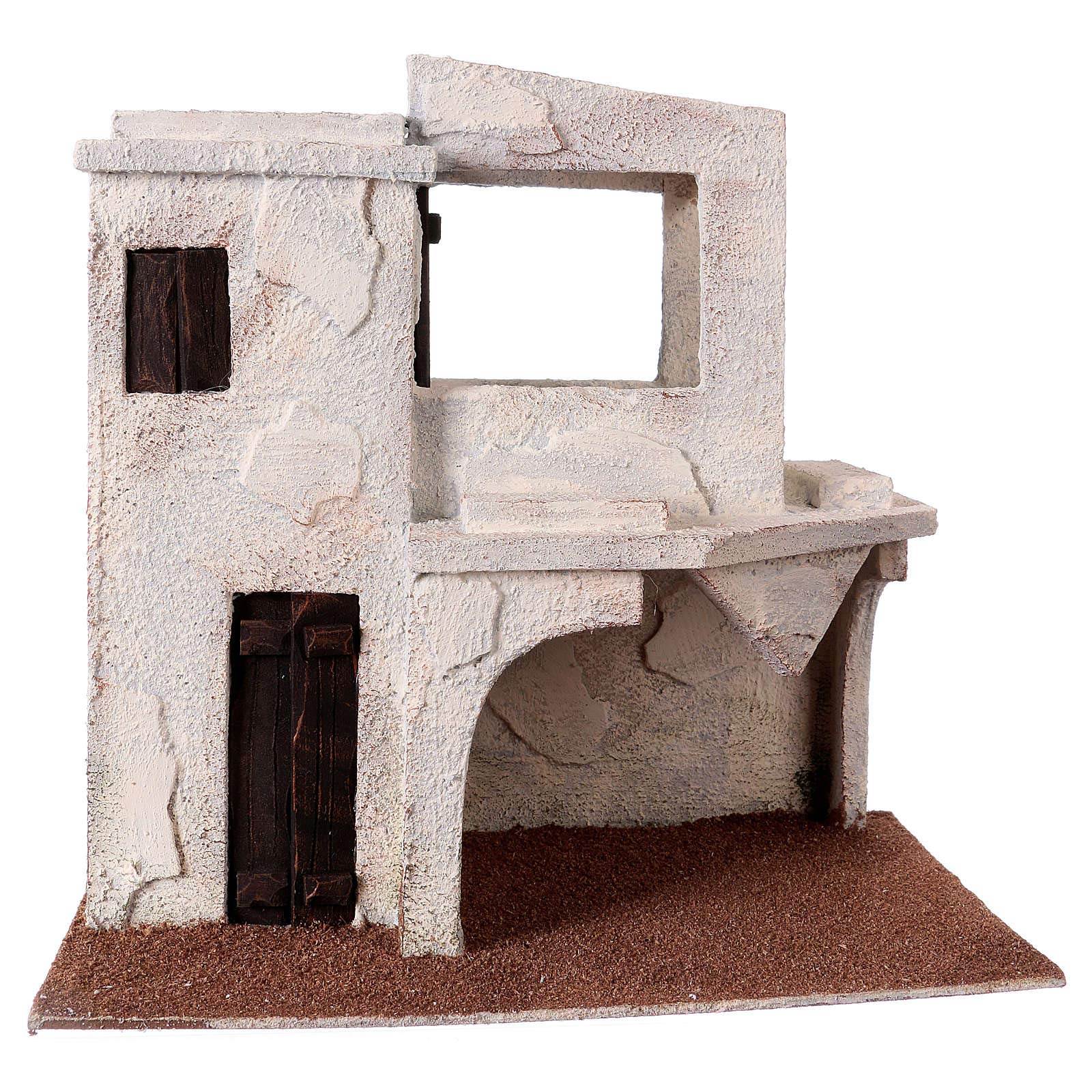 Holyart Ambientazioni, botteghe, case, pozzi: Casetta araba veranda e stalla 30x30x20 cm per presepi di 9 cm