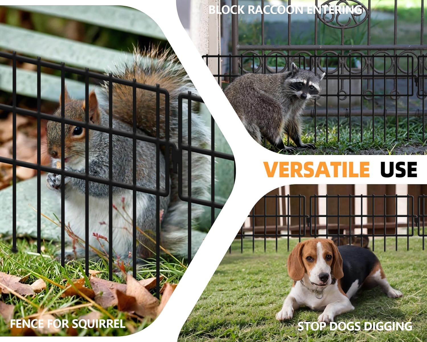 32 Panels Animal Barrier Fence No Dig, 32ft(L) X 13in(H) 1.2in Gap Rabbit Fences Ground Defense Border Small Metal Fencing, Dog Blocker Under Barriers for Garden, Flower Bed, Patio