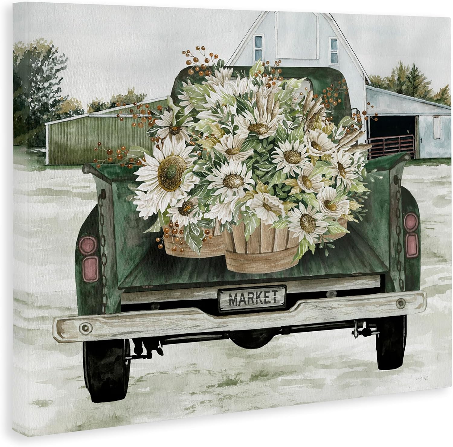 'Country Flower Delivery Baskets'| Canvas Art | Stupell Industries | 20 x 16 Inches, Easy to Hang and Sturdy, Made in USA, by Cindy Jacobs