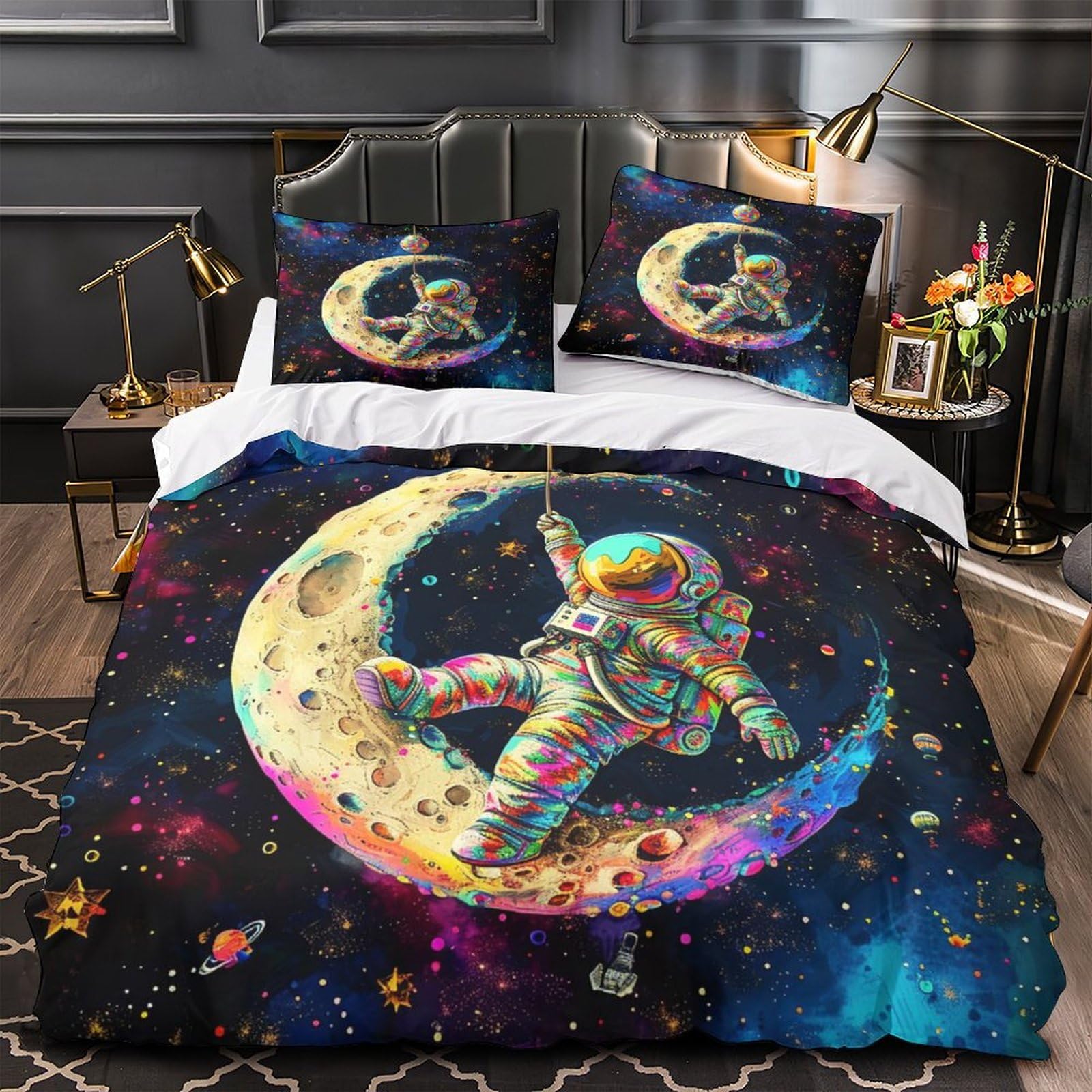 Parure de lit astronaute anti-allergique et housse couette 3D respirante
