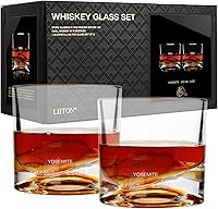 Vista 22 de LIITON Mont Blanc - Juego de regalo de 2 vasos de whisky de cristal pesado, vaso de bourbon grueso congelable de 1 libra cada uno, regalos de whisky