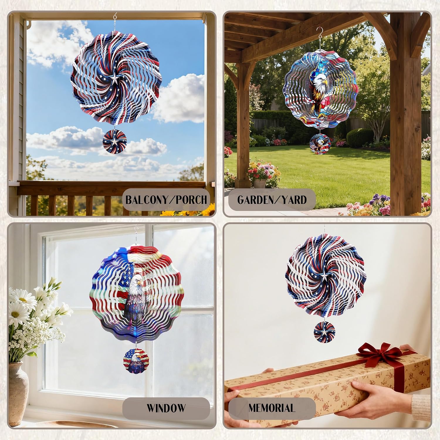 American Eagle Wind Spinner - 3D Stainless Steel Wind Spinners