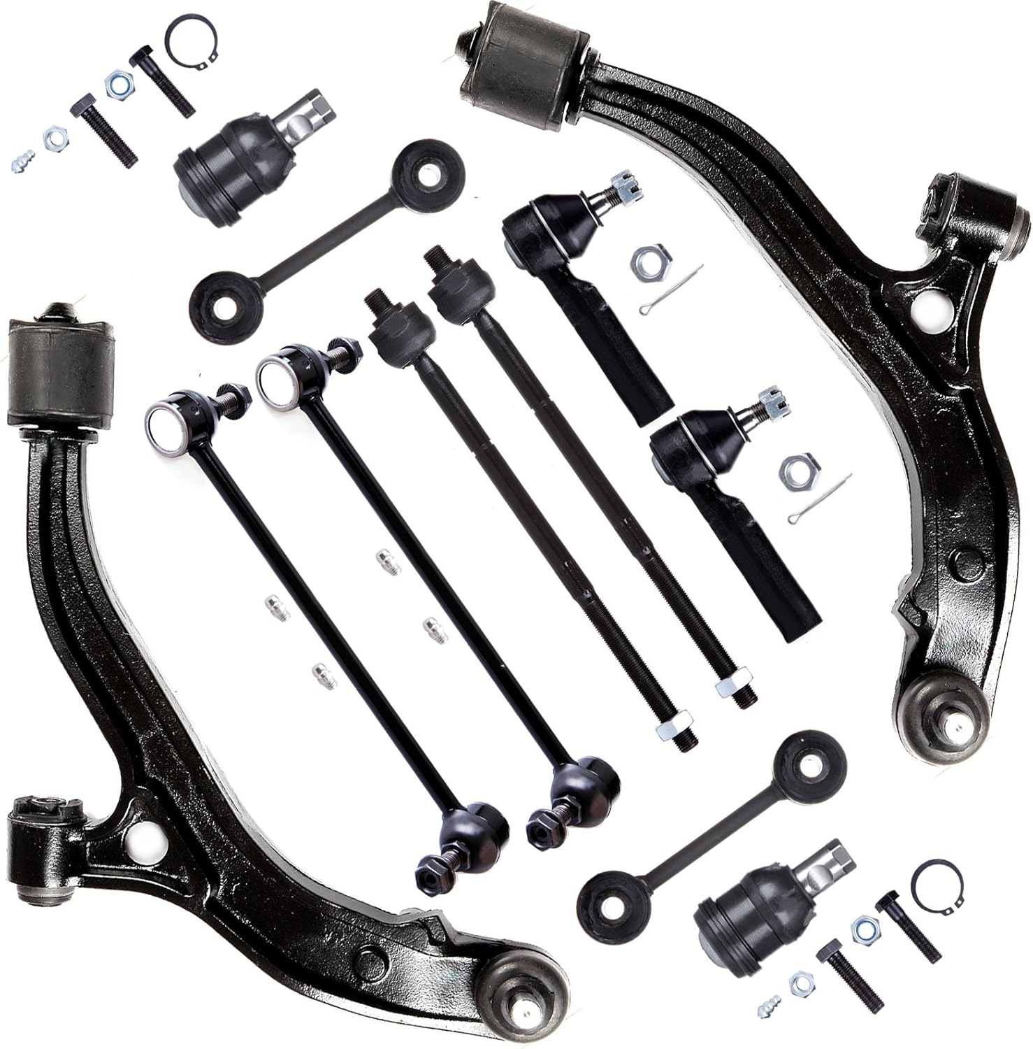 SCITOO 12pcs Suspension Kit Tie Rod Lower Ball Joints Lower Control Arms Front Rear Sway Bar for Chrysler Grand Voyager Town & Country for Dodge Grand Caravan for Plymouth K7258 K7301