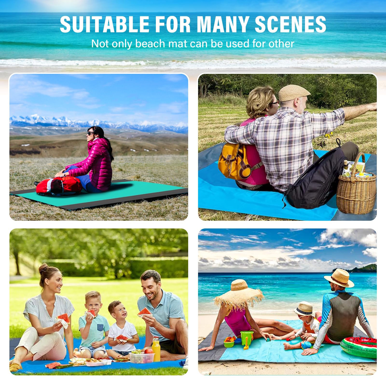 Matio Couverture De Camping Enroulable Pour Piquenique Pour Adulte Bleu Fonce
