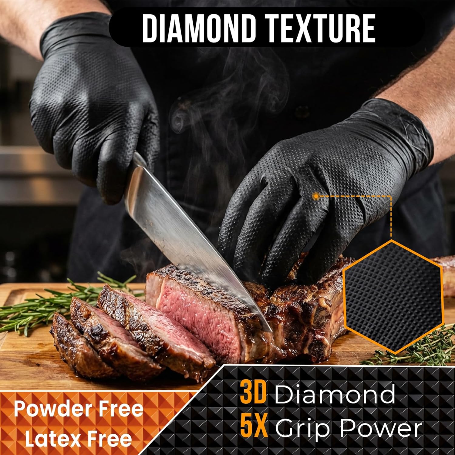 10 Mil Diamond Textured Nitrile Gloves, Heavy Duty Disposable, Extra Thick, Latex & Powder Free, Chemical and Puncture Resistant, Ideal for Auto Repair, Cleaning, Painting, X-Large - Image 4