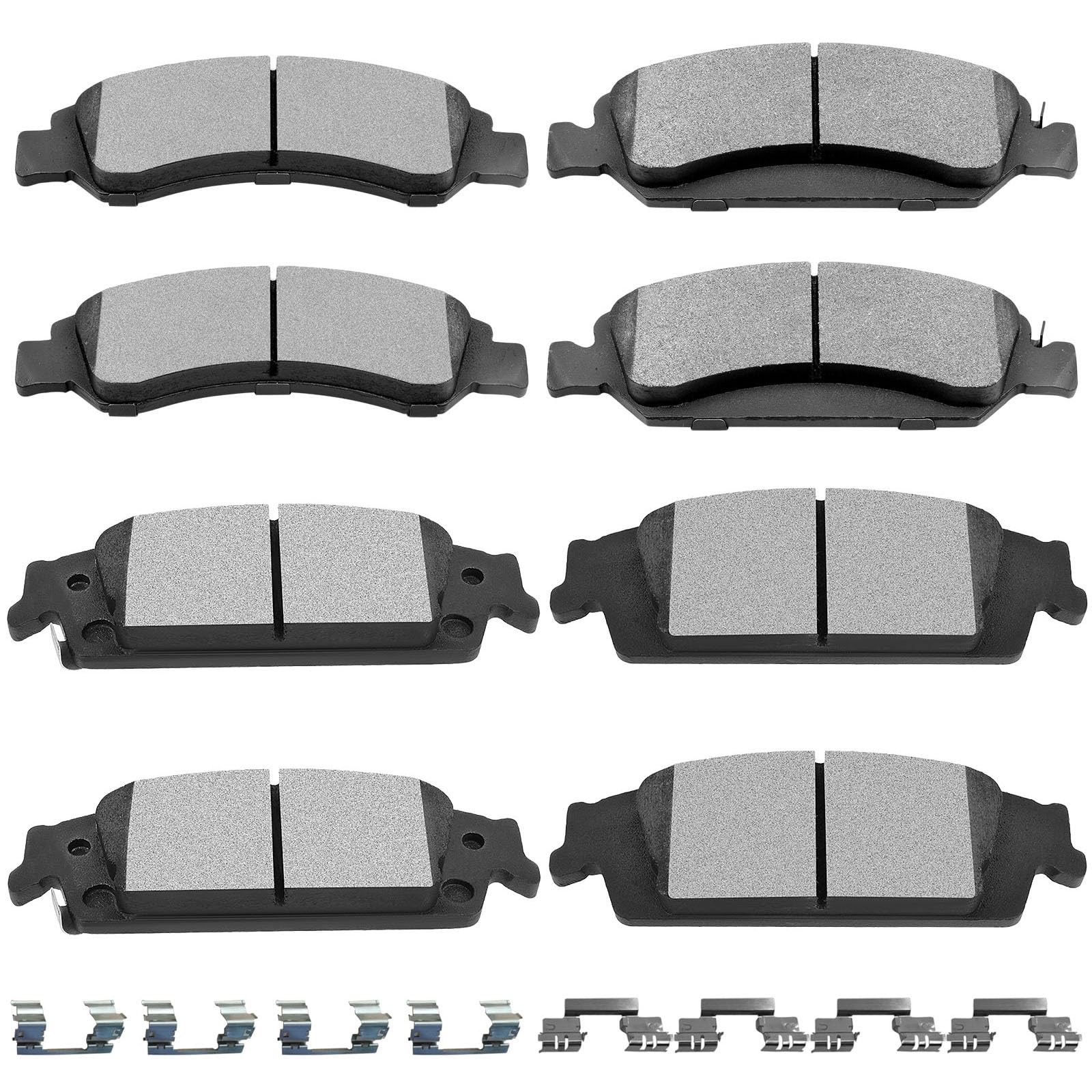 SCITOO D1363 D1707 Front Semi-Metal Rear Ceramic Brake Pads Sets Fit For Cadillac Escalade ESV,For Chevy Silverado 1500/Suburban/Tahoe,For GMC Sierra 1500/Sierra 1500 Limited/Yukon/Yukon XL