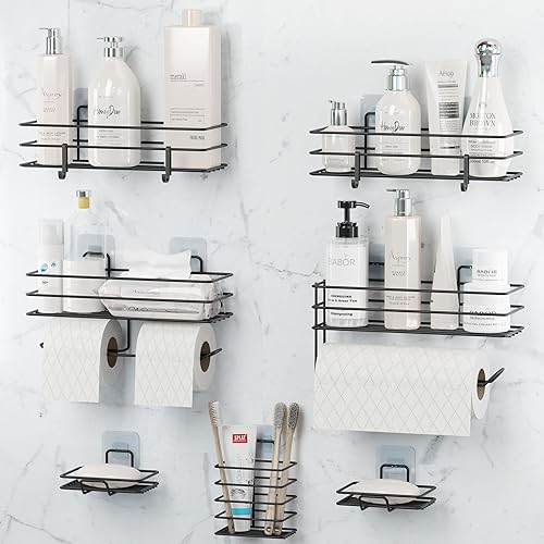 Miniatura 7 de Dekula Organizador adhesivo para ducha, paquete de 4, estantes de ducha para almacenamiento de baño, organizadores de baño de acero inoxidable a