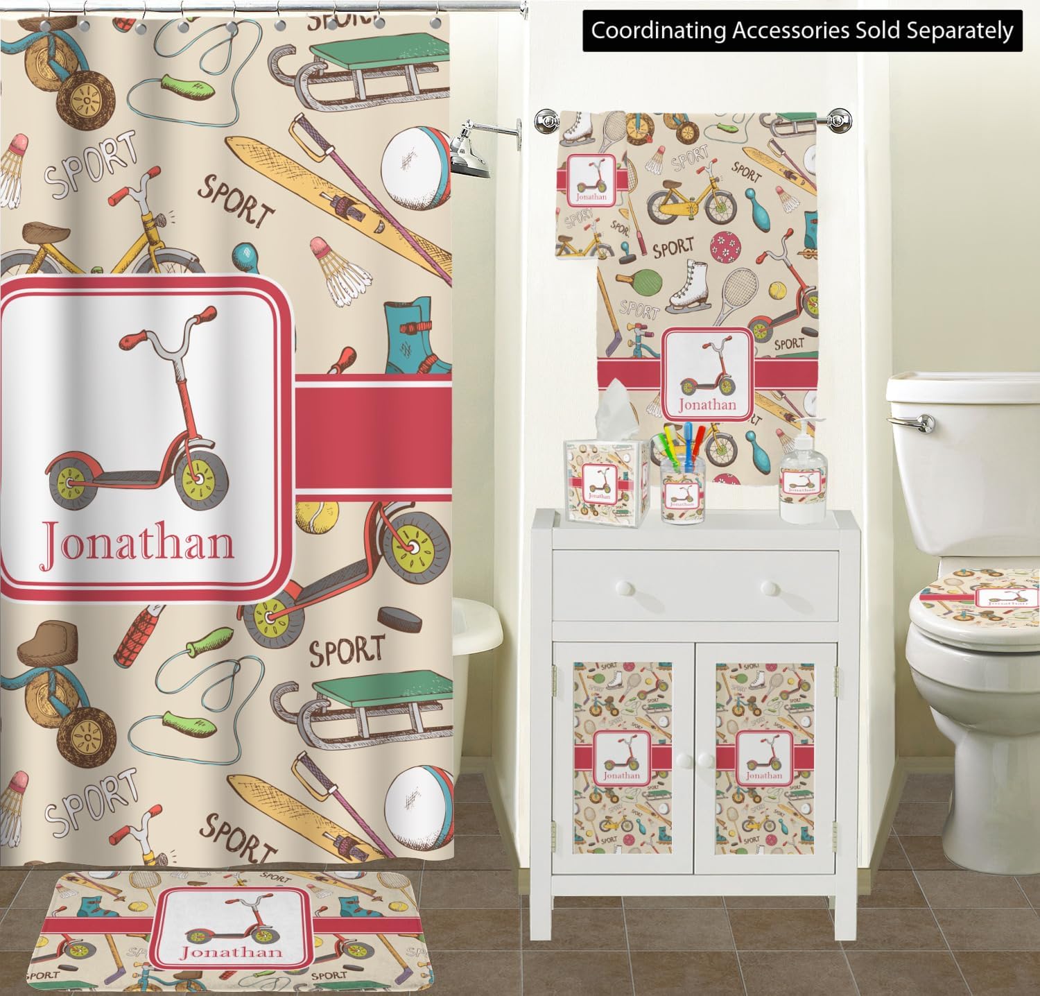 YouCustomizeIt Personalized Vintage Sports Shower Curtain - 71" x 74"