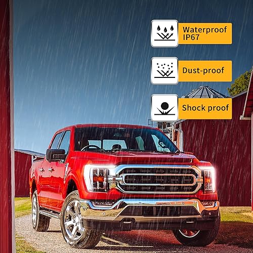 Miniatura 5 de VLAND Faros delanteros LED compatibles con Ford F-150 2021-2023 XL, XLT, Lariat, Tremor, King Ranch, Platinum, lámpara frontal limitada con lado del