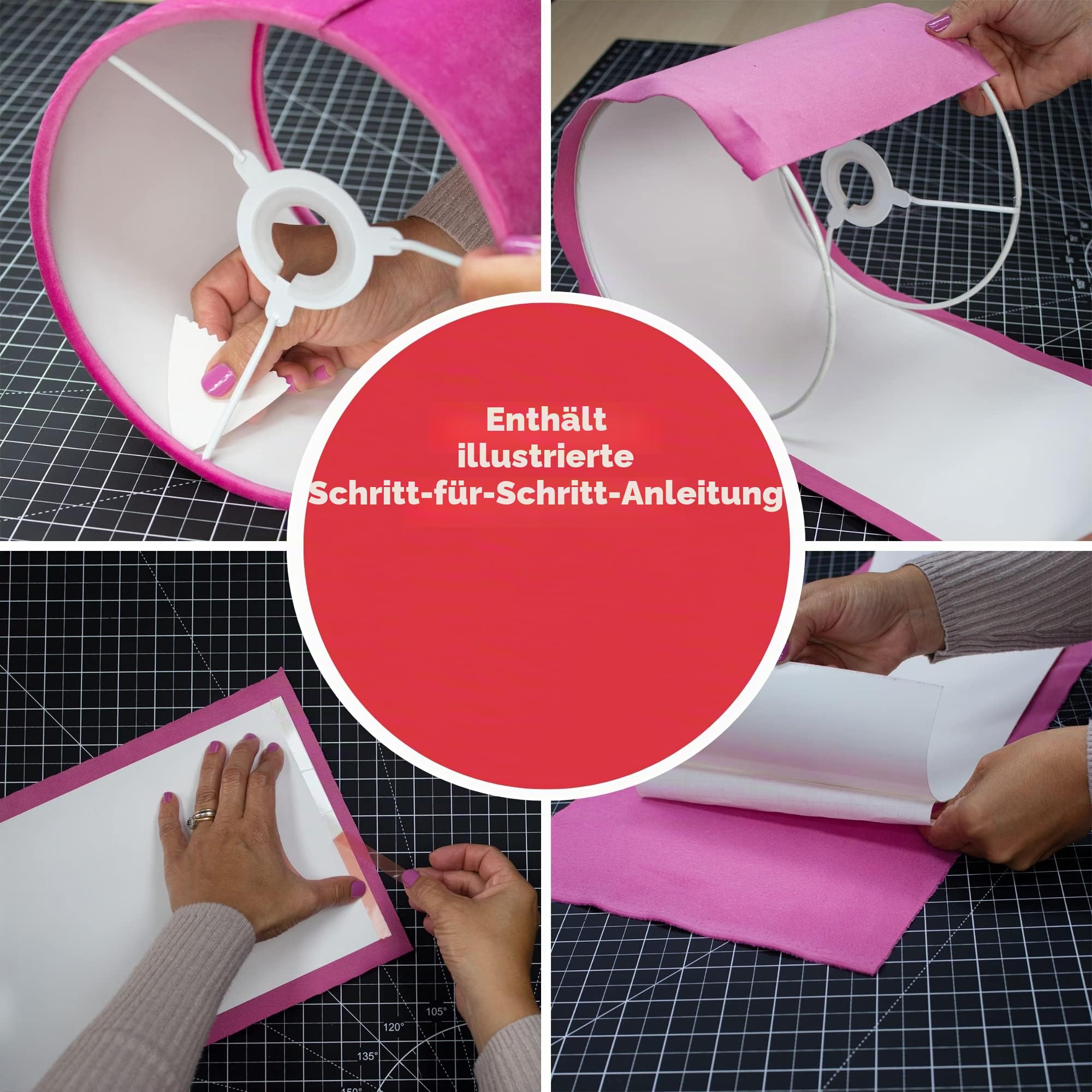40 cm Lampenschirm-Herstellungs-Set für Hängeleuchten und Tisch- und Stehlampen, Trommelkreisform, Needcraft UK, DIY Verwendung mit Stoff, Textil, Tapete nach Wahl.