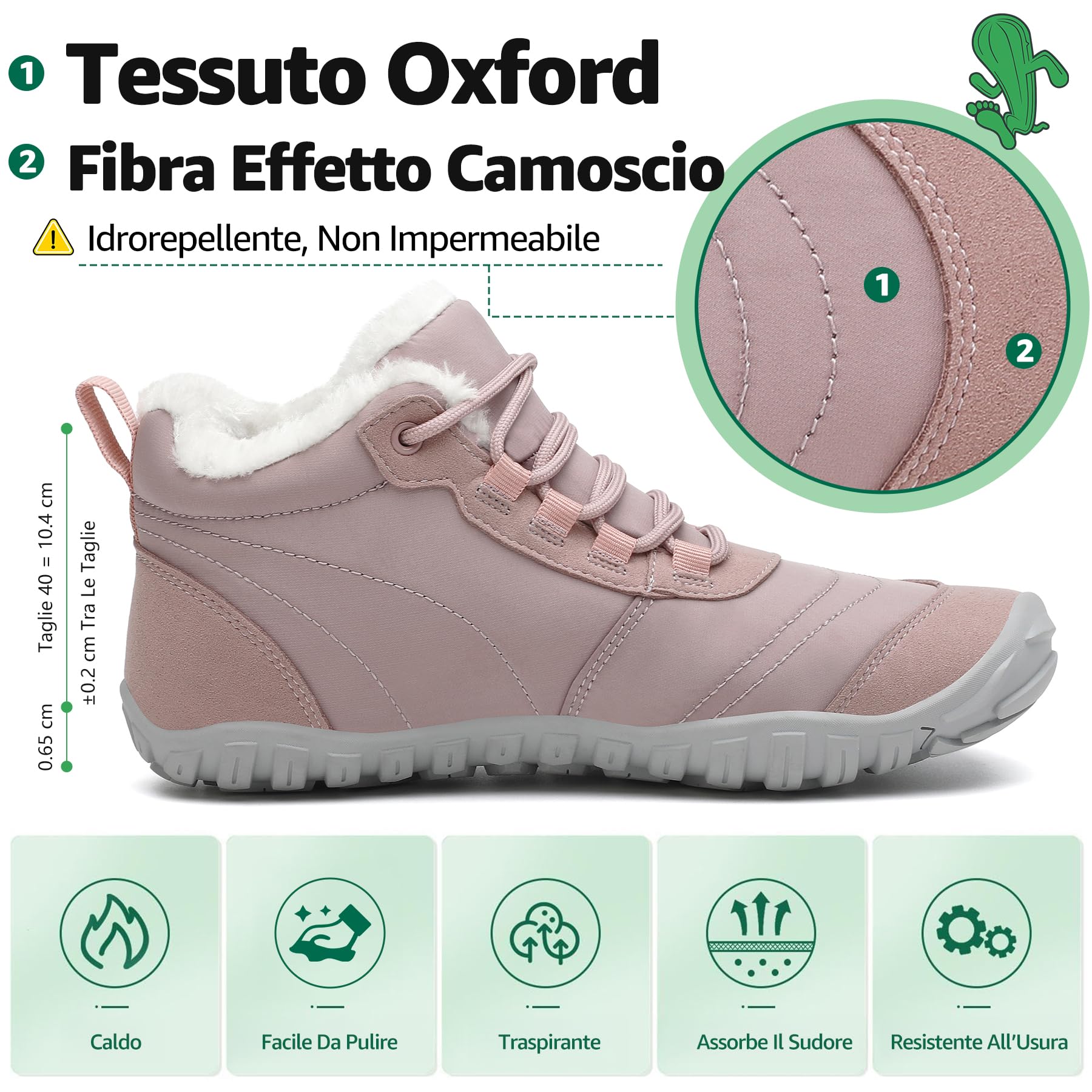 SAGUARO Barefoot Scarpe Invernali Caldo Stivali Neve per Uomo Donna,Gr.36-48
