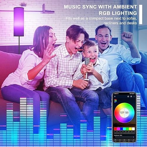 Miniatura 30 de FRIDEKO HOME Paquete de 2 lámparas de pie para sala de estar, colores regulables, temperatura y brillo, lámpara de pie moderna con control remoto,