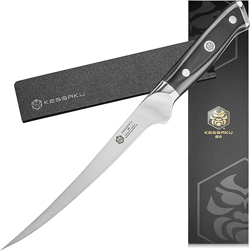 Miniatura 1 de KESSAKU Cuchillo de filete  7 pulgadas  Serie Dynasty  Flexible  Afilado  Acero inoxidable alemán de alto carbono forjado ThyssenKrupp  Deshuesado,