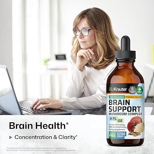 Miniatura 2 de Suplemento de hongos Brain Support  Gotas de tintura de extracto de hongos líquido  Melena de león, Cordyceps, Reishi, Shiitake, cola de pavo, Chaga
