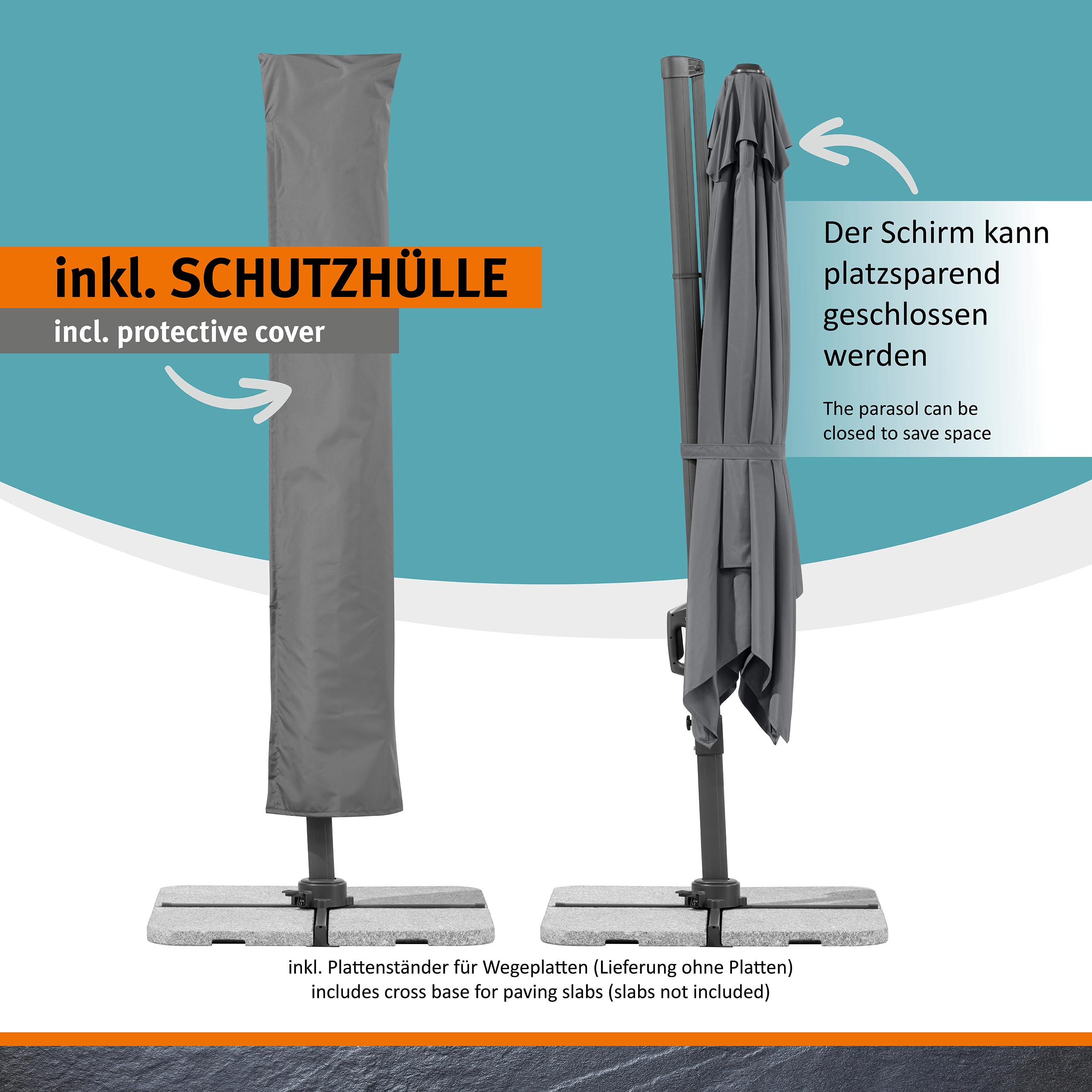 Schneider Sonnenschirm RHODOS TWIST ca. 300 x 300 cm anthrazit, Anthracite